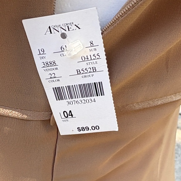 Vintage Casual Corner Annex Elegant Tan Sleeveless Dress NWT - Picture 7 of 7
